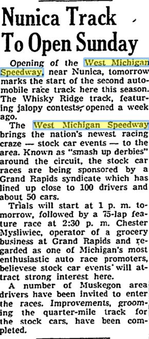Western Michigan Speedway (West Michigan Speedway) - May 1950